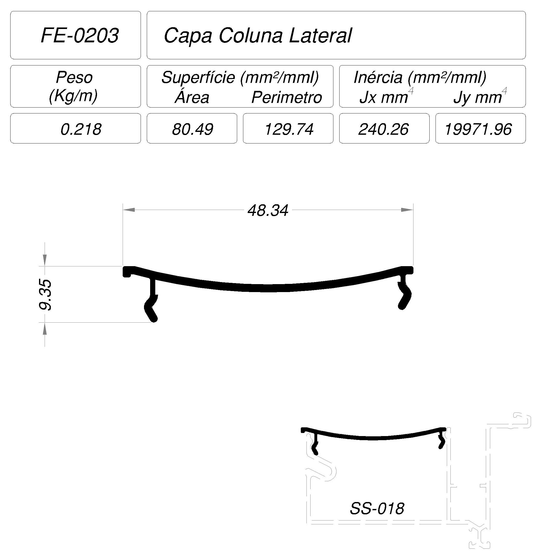 Desenho técnico cotado — FE-0203