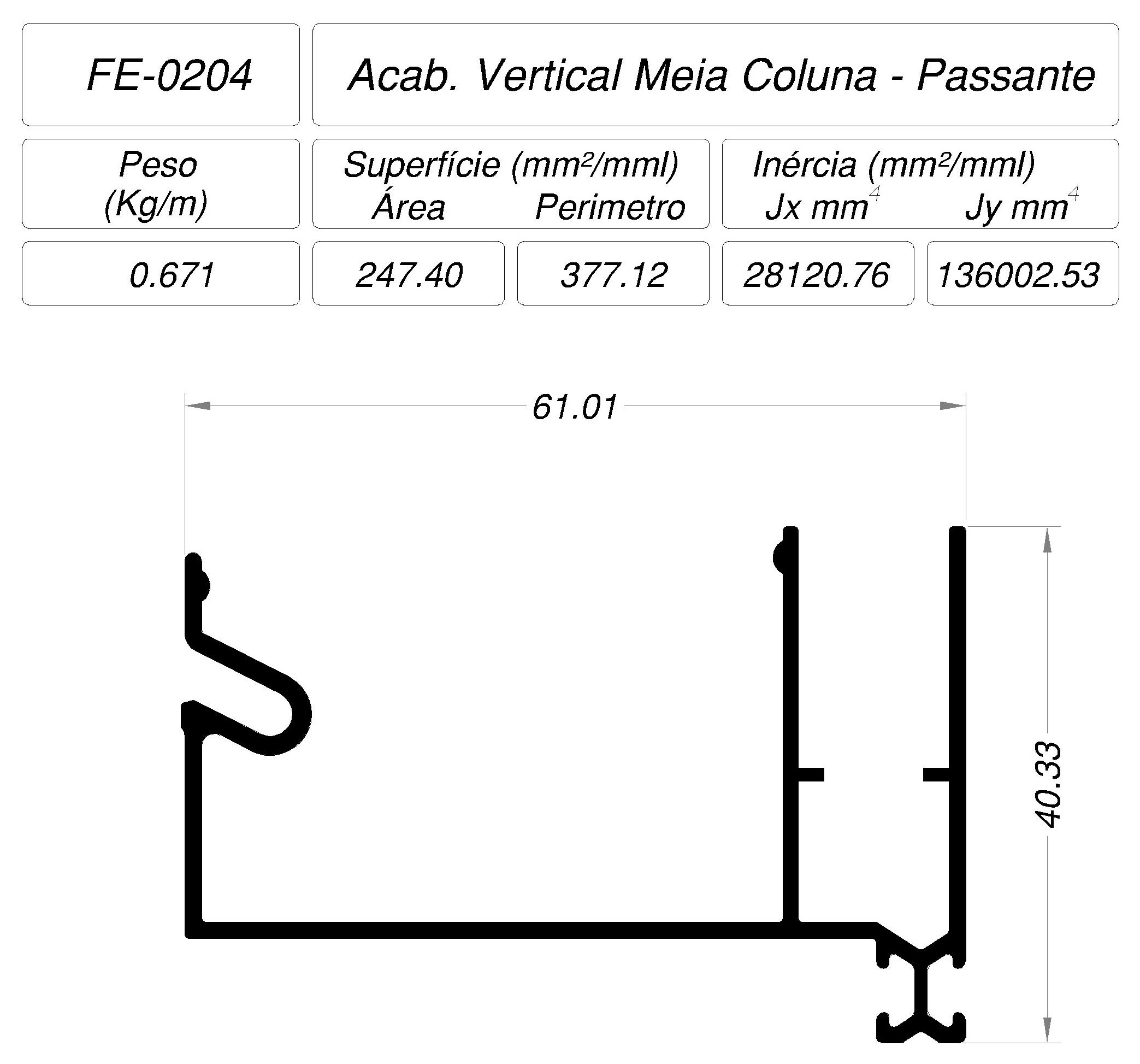 Desenho técnico cotado — FE-0204
