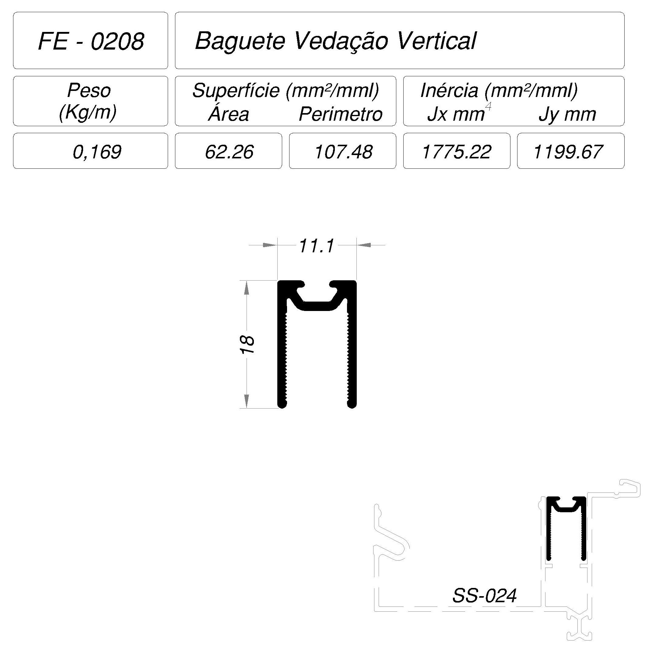 Desenho técnico cotado — FE-0208