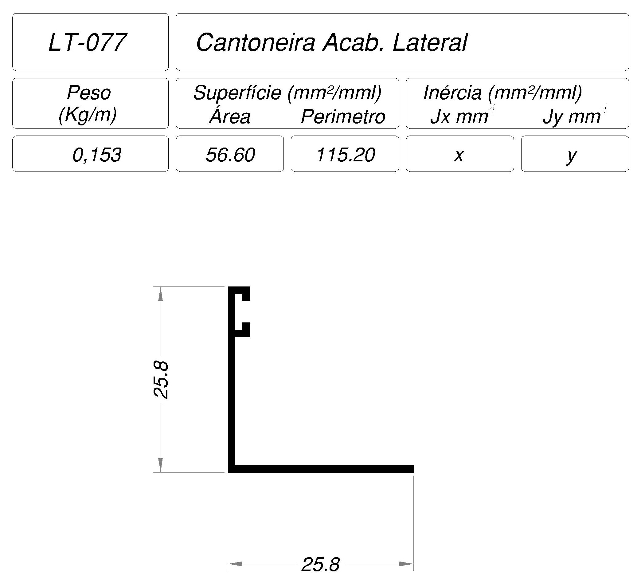 Desenho técnico cotado — LT-077