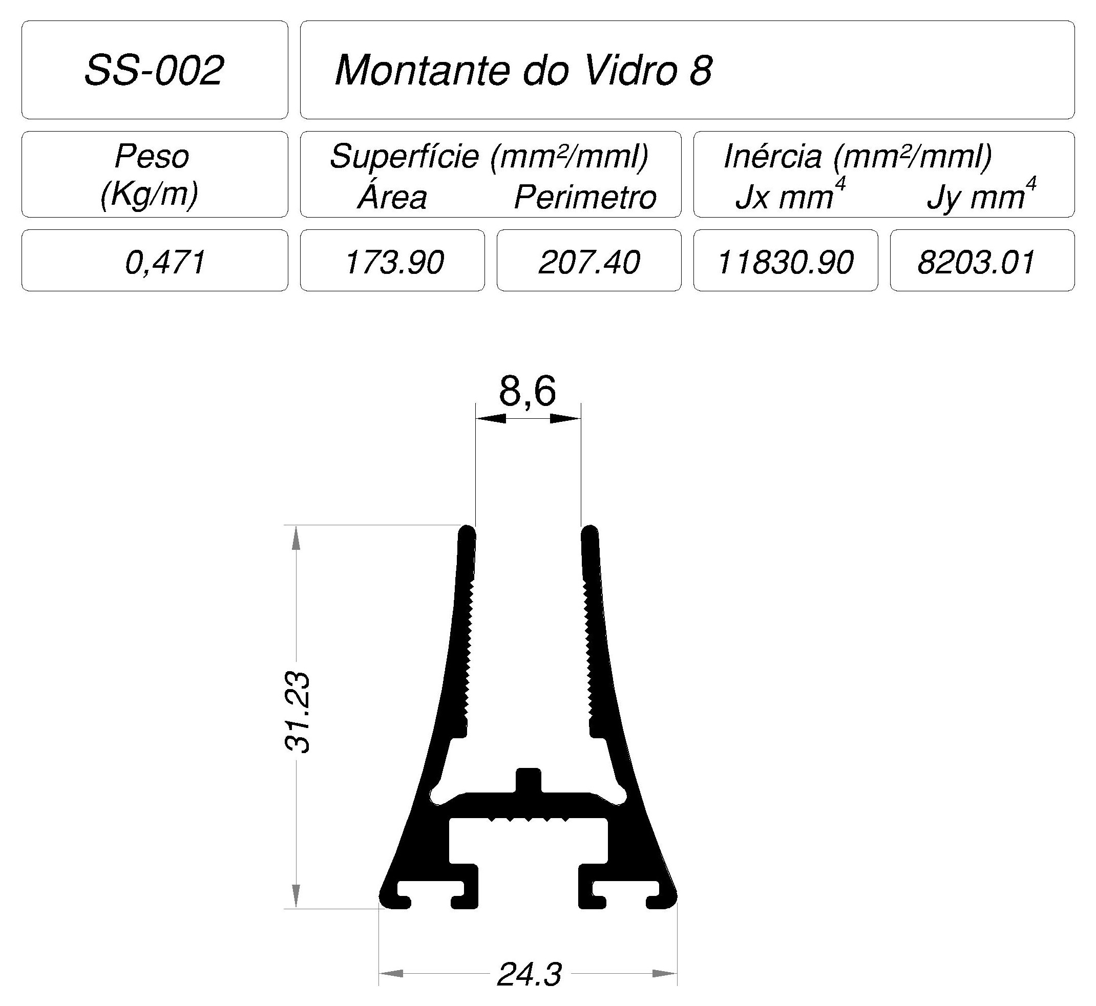Desenho técnico cotado — SS-002