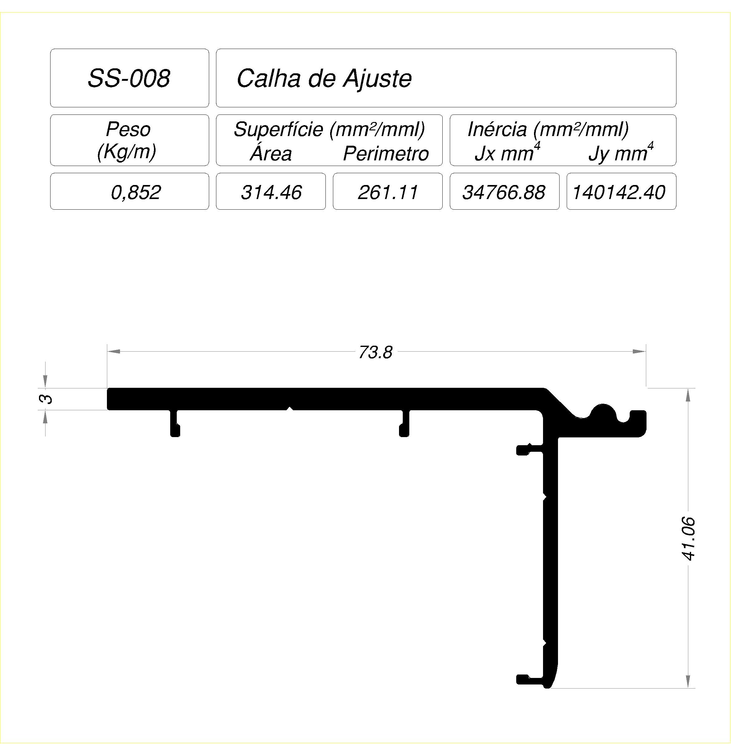 Desenho técnico cotado — SS-008