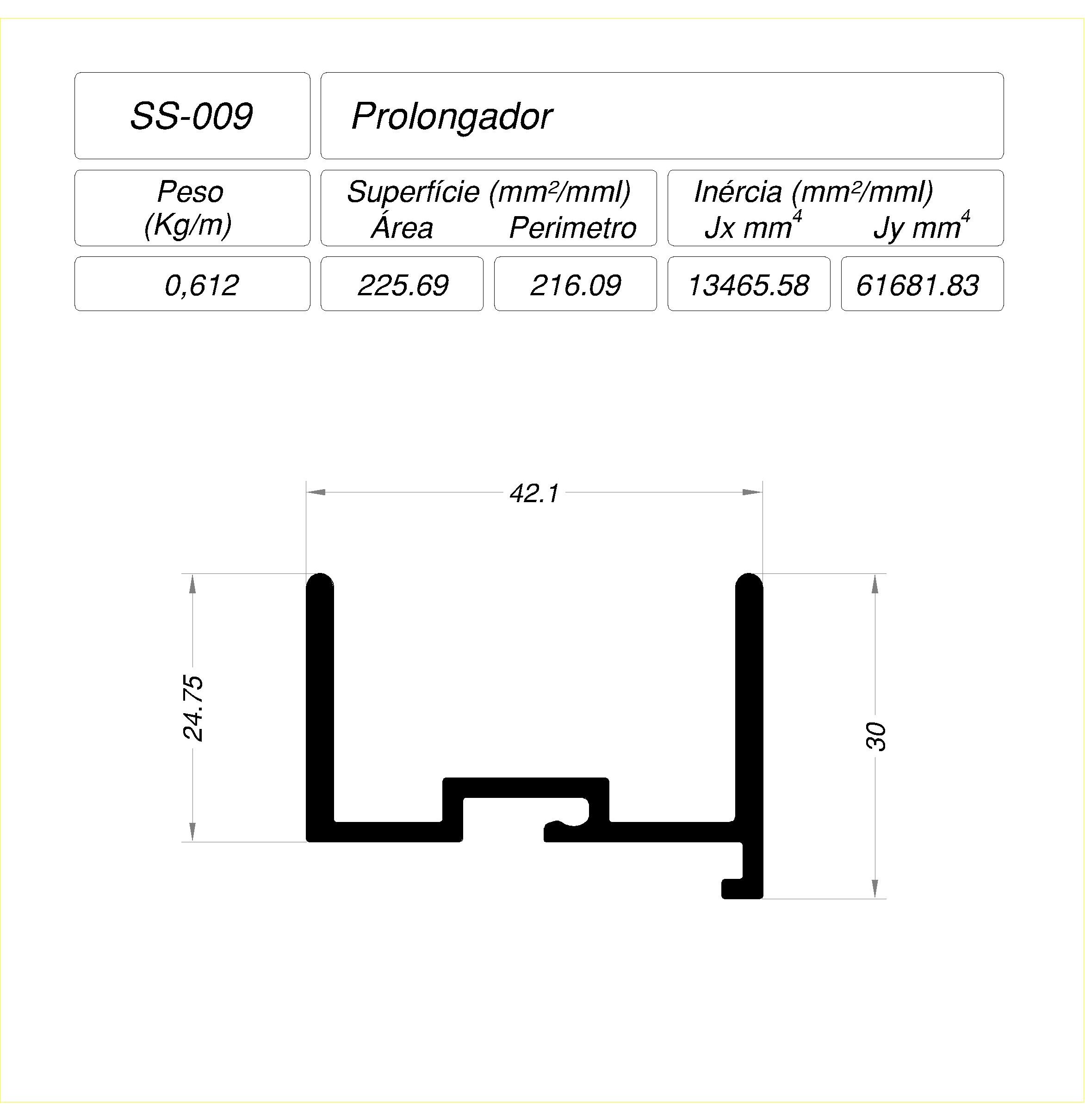 Desenho técnico cotado — SS-009