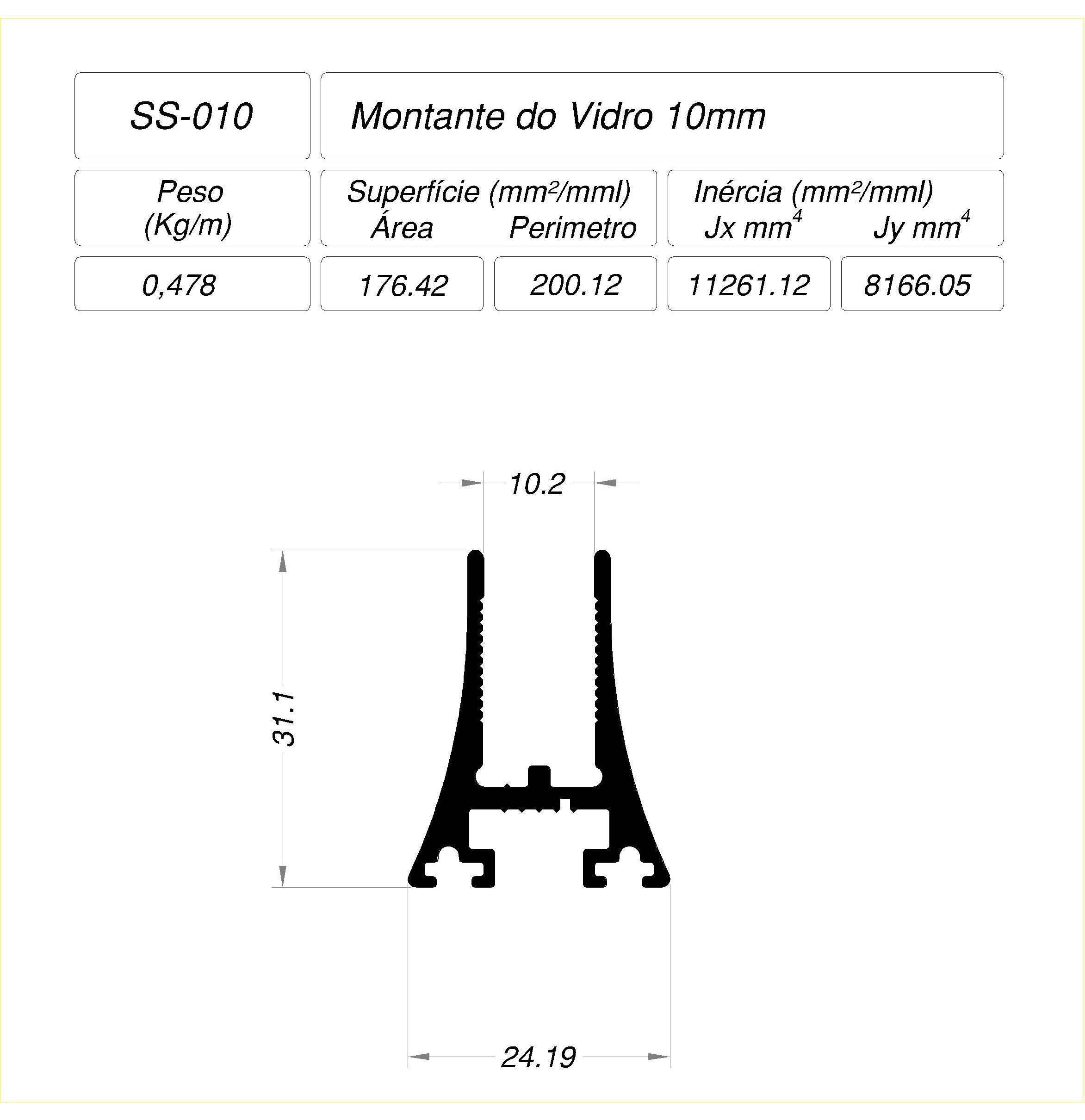 Desenho técnico cotado — SS-010