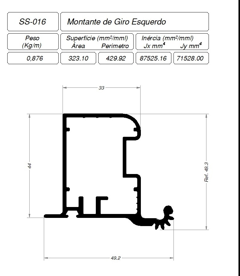 Desenho técnico cotado — SS-016