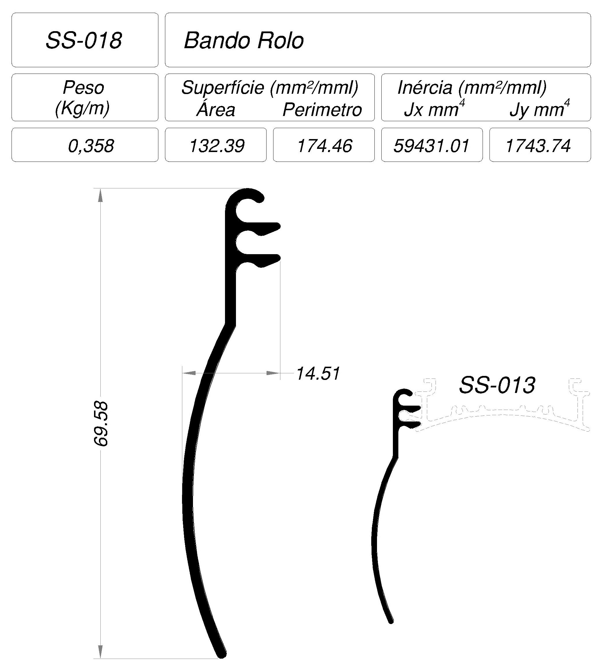 Desenho técnico cotado — SS-018