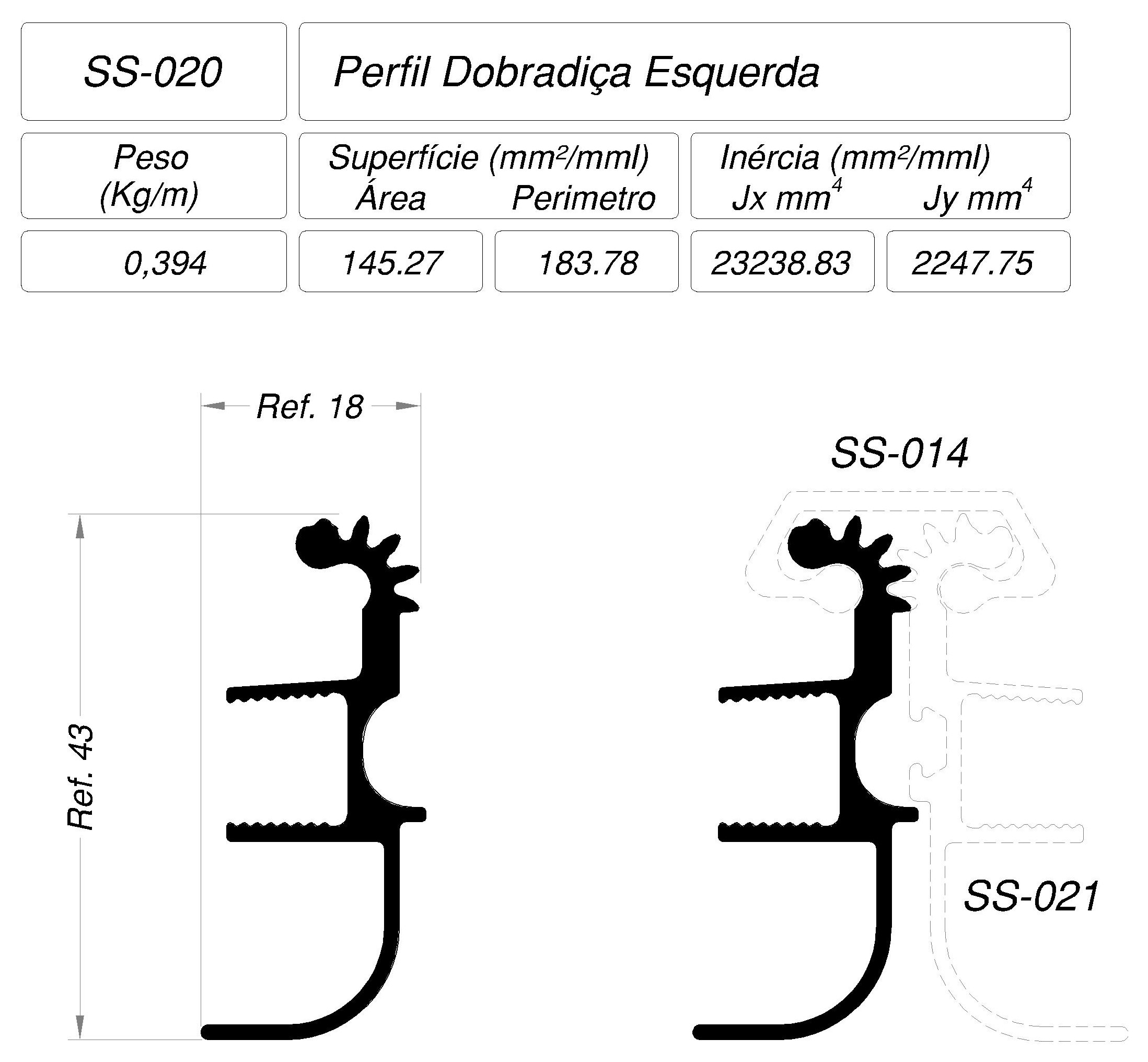 Desenho técnico cotado — SS-020