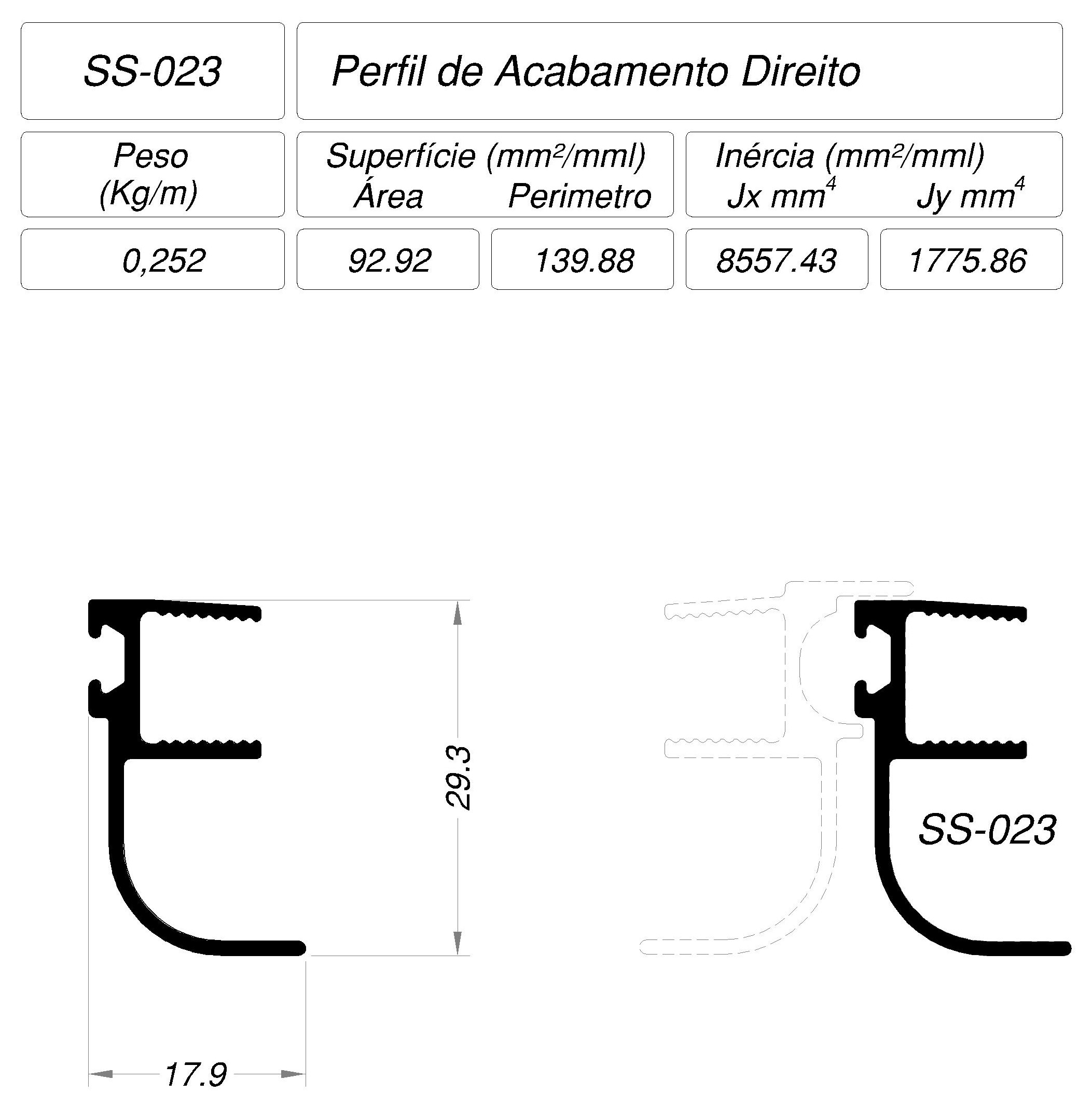 Desenho técnico cotado — SS-023