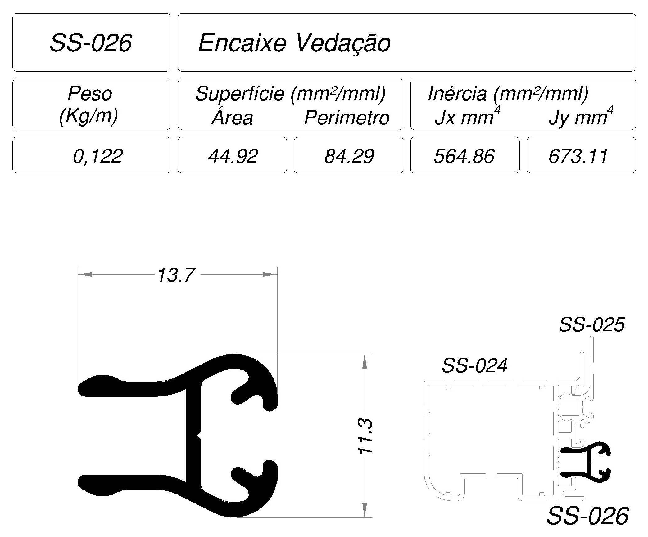 Desenho técnico cotado — SS-026
